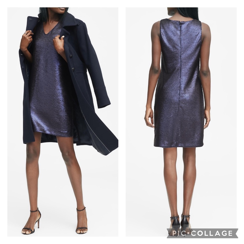 EUC Banana Republic Sequin V Neck Shift Dress
